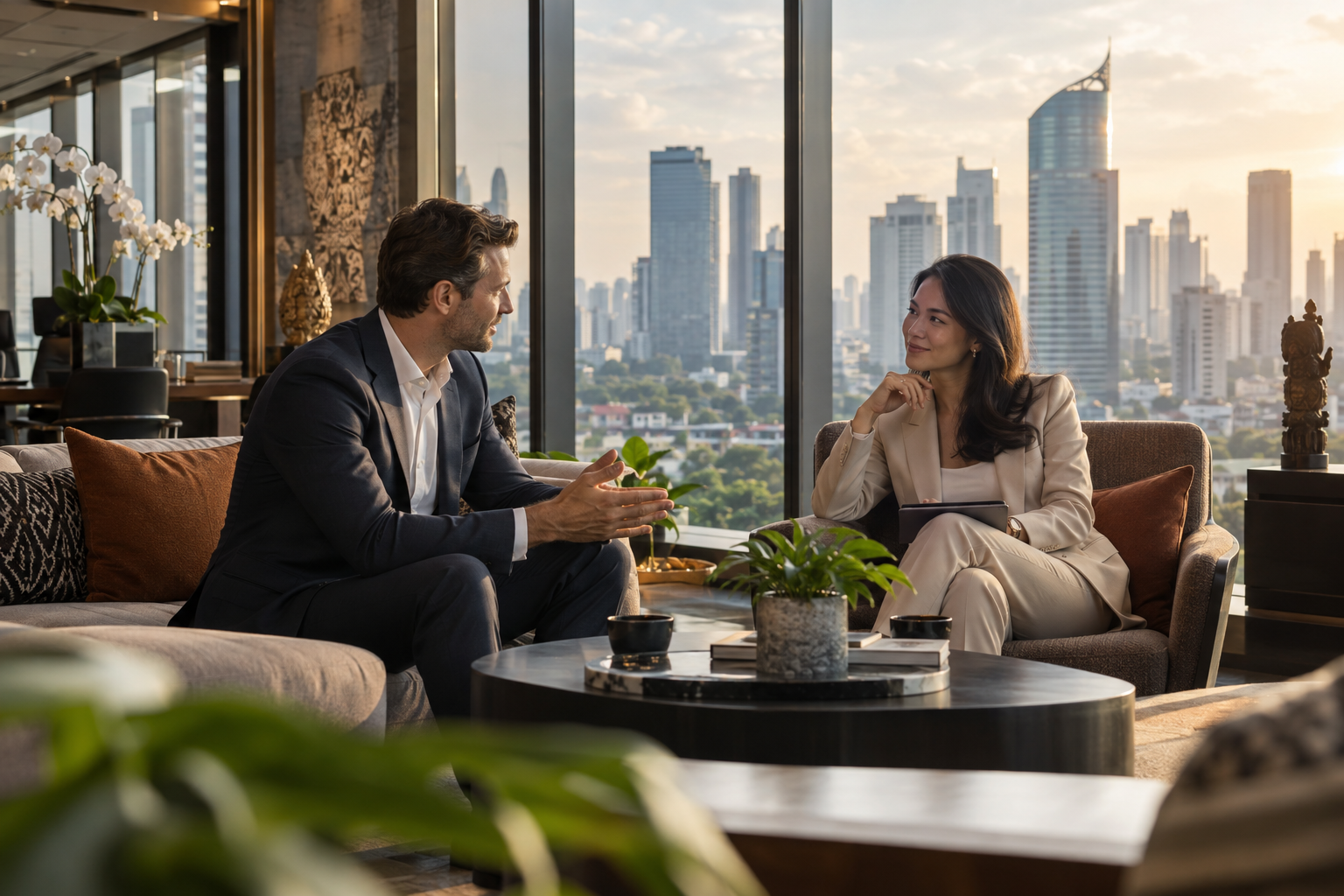Réunion professionnelle dans un bureau à Jakarta
